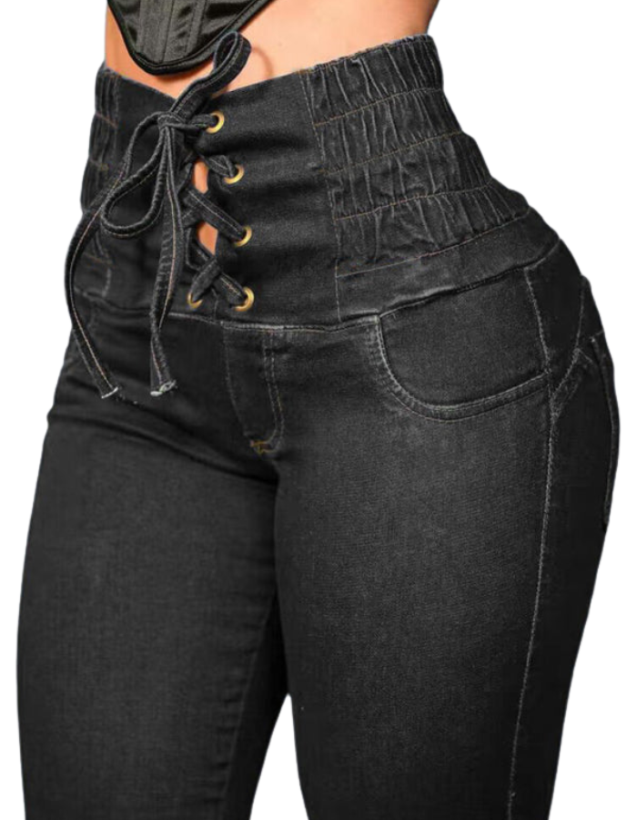 SHOPIQAT New High-Waisted Slimming Butt-Lifting Strappy Slim-Fitting Jeans - Premium from shopiqat - Just $13.500! Shop now at shopiqat